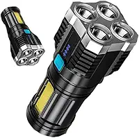 Lanterna LED de Alto Brilho USB - Lanterna Protable IPX5 Impermeável com 4 Modos e Zoom de 4000 lúmens para Camping | Equipamento ao ar livre | Emergência