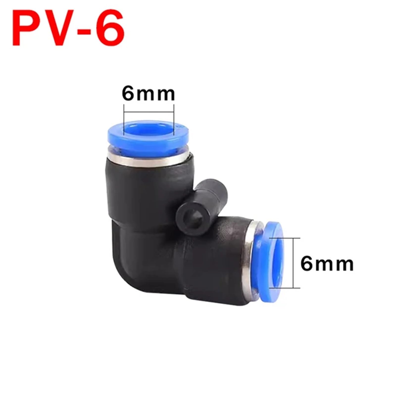 Lot de 20 raccords pneumatiques à raccord rapide PV coudé à 90 degrés en plastique 4 mm, 6 mm, 8 mm, 10 mm, connecteur d'eau à pousser 2 voies (PV-6, 50 pièces)