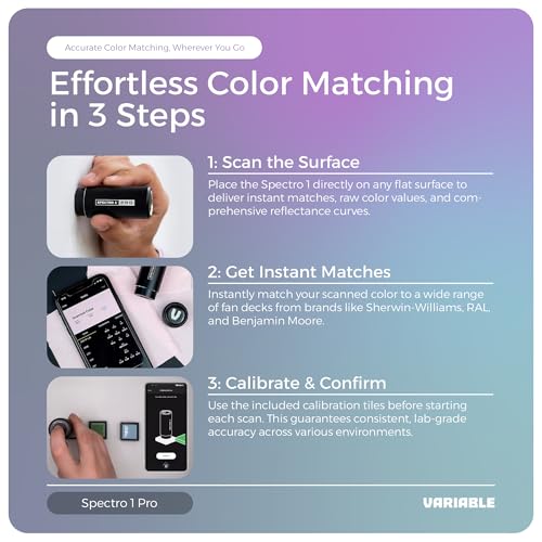 Image of Spectro 1 Pro Spectrophotometer Paint Color Matching Tool with Charging Cable & Carrying Pouch, Portable Color Reader, Colorimeter Spectrometer Color Sensor, Paint Scanner & Color Meter for Designers