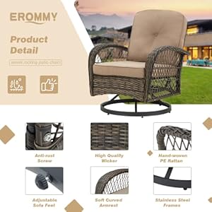 Erommy3piecesoutdoorswivelrockerpatiochairs360degreerockingpatioconversationsetwiththickenedcushionsandglasscoffeetableforbackyardkhaki Urban Country Home Decor Erommy 3 pieces outdoor swivel rocker patio chairs 360 degree rocking patio conversation set with thickened cushions and glass coffee table for backyard khaki urban country home decor