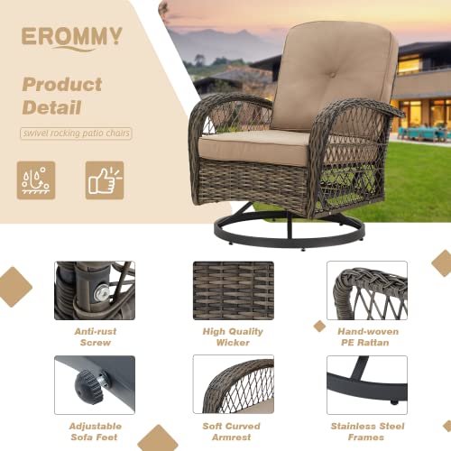 Erommy3piecesoutdoorswivelrockerpatiochairs360degreerockingpatioconversationsetwiththickenedcushionsandglasscoffeetableforbackyardkhaki Urban Country Home Decor Erommy 3 pieces outdoor swivel rocker patio chairs 360 degree rocking patio conversation set with thickened cushions and glass coffee table for backyard khaki urban country home decor