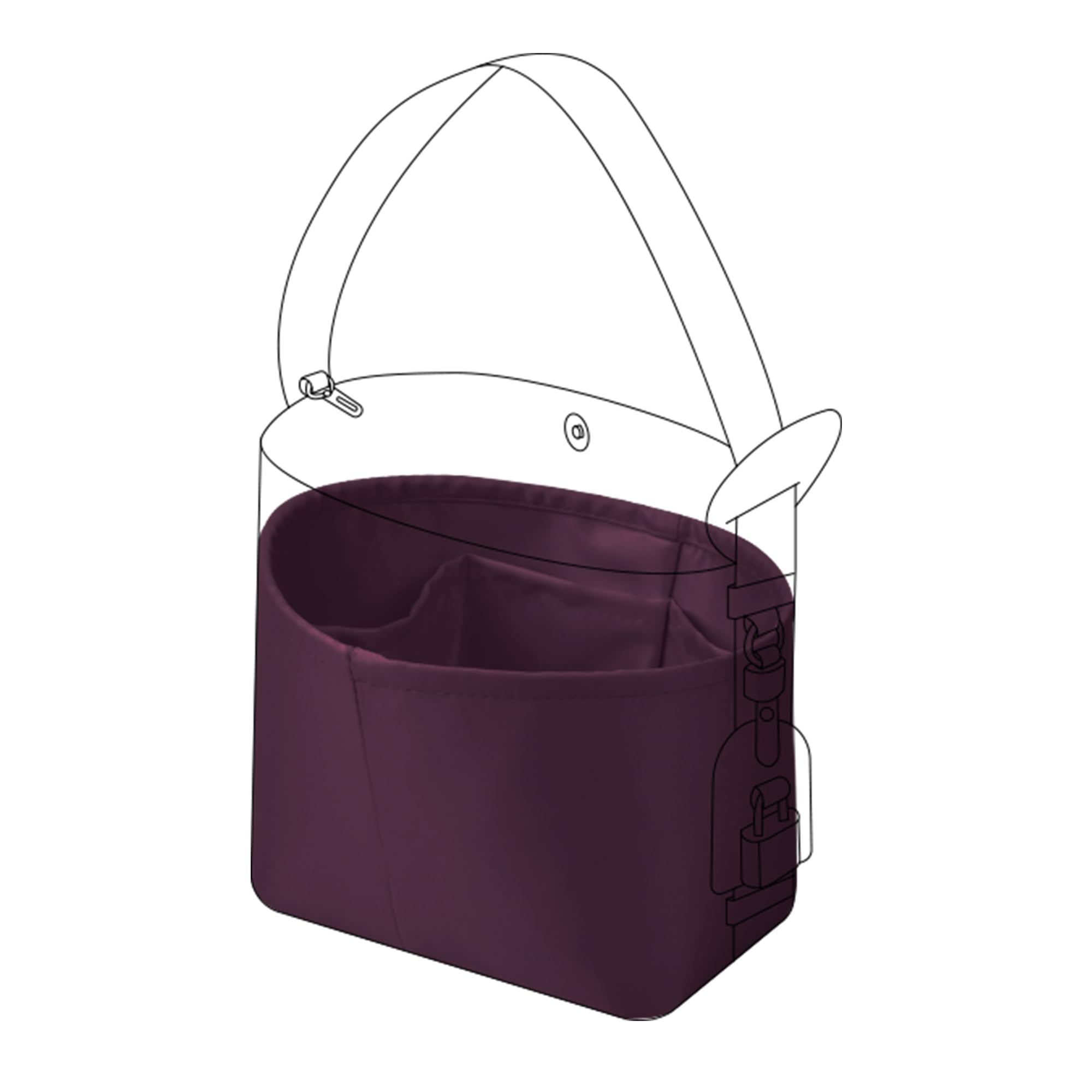 DGAZ Organizador Interior para All In Large, Inserto de Satén, Fuchsia