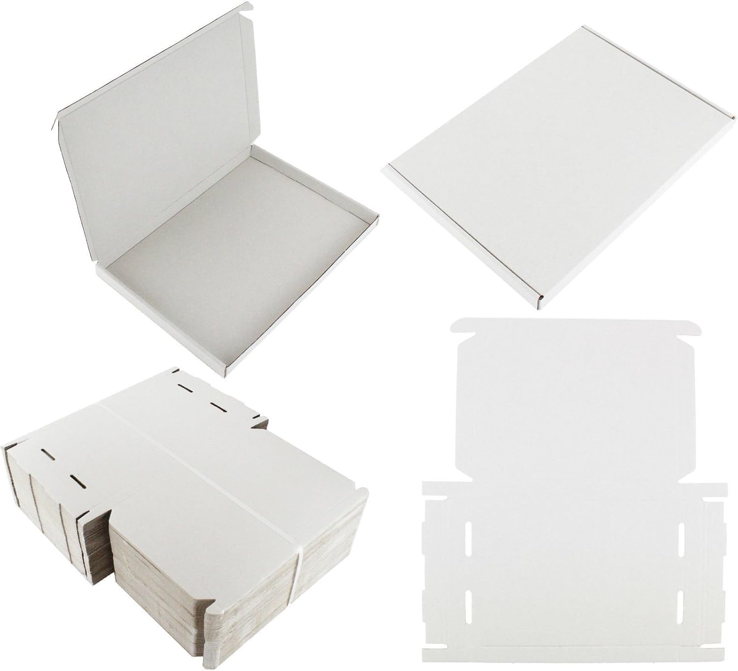 MEG4TEC Pack of 50 C4 A4 Size Box White Cardboard Shipping Boxes Large Letter Postal Mailing PIP Box - Internal Size: 32.5cm x 22.7cm x 2cm