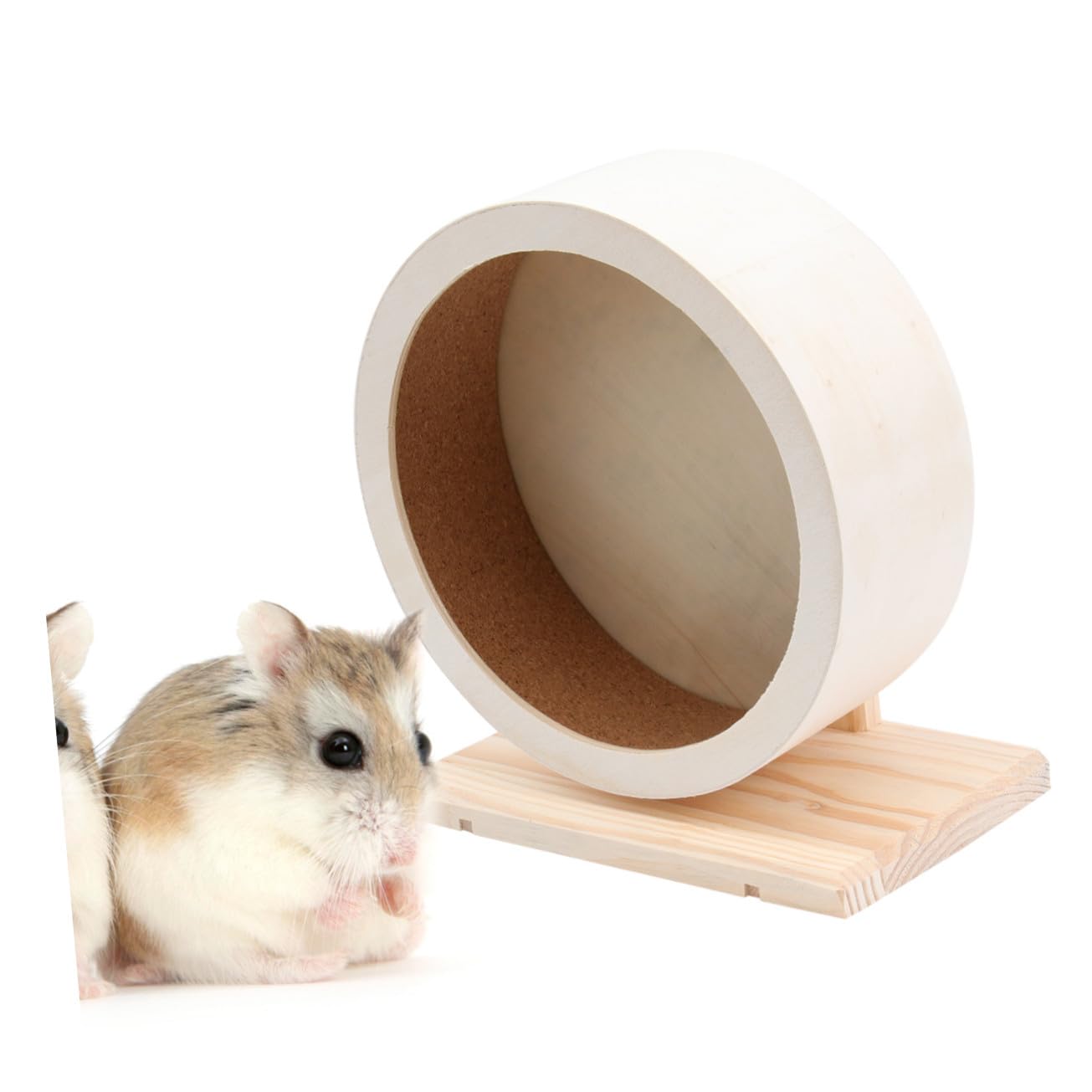 KOMBIUDA Laufrad und Krallenpflege zur Gesunder Bewegung Holz Geräuschloses Trainingsspielzeug Beige für Haustiere Wie Hamster und Ratten
