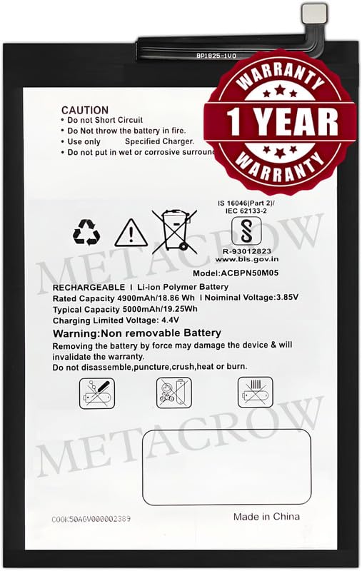 Image of Original ACBPN50M05 Battery Compatible with Micromax in 1b (E6523, E7533) - (5000mAh) - 1 Year Warranty BC46