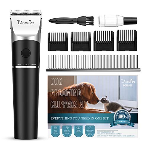 Domipet Dog Clippers for Grooming Professional Rechargeable Cordless Pet Grooming Kit Electric Pets Hair Trimmers Shaver for Dogs Cats Quiet Comb Guides Scissors Cleaning Brush Oil Kits