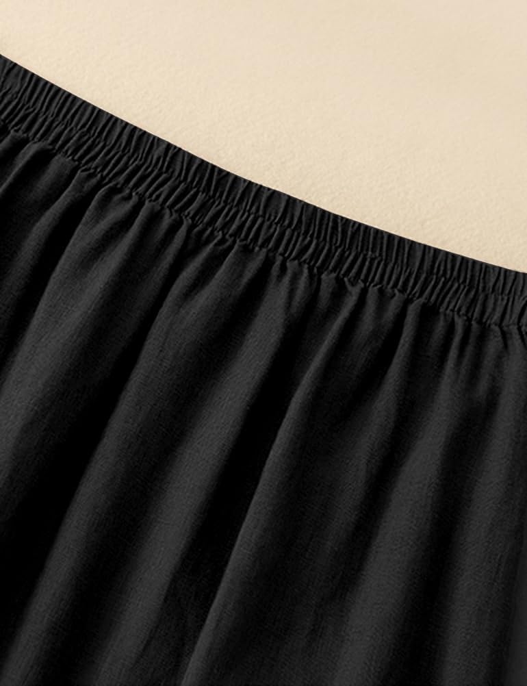 Kinghua Linen Skirts for Women Spring Summer A Line Elastic High Waisted Casual Trendy Midi Long Skirt with Pockets - Image 3