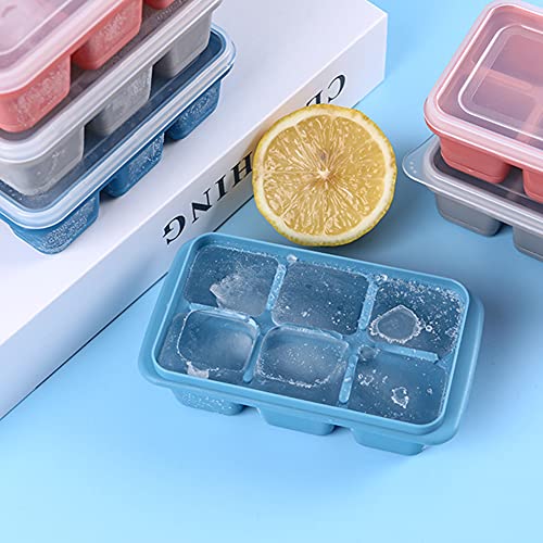 qizhangUS Siliconen vierkante ijsblokjesvorm met deksel DIY Ice Tray Mould Accessory (blauw) - Image 5