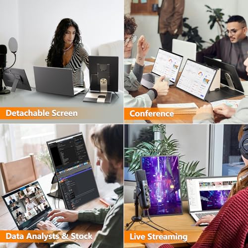 Image of Triple Laptop Screen Extender - 16 inch Monitor IPS FHD 1200P Detachable Portable Display for 13 inch-17.4 inch Laptops Compatible with Windows Mac Chrome Surface Travel Work Setup
