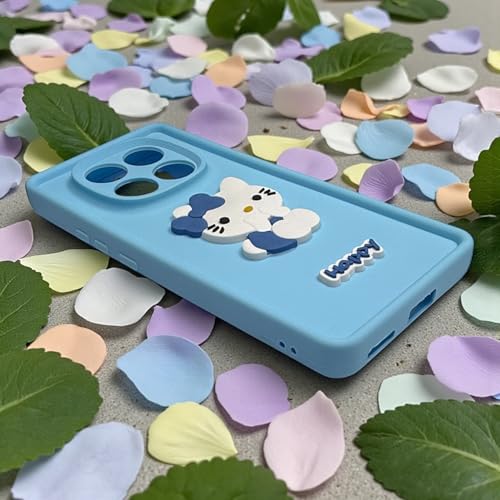 Image of SBMS Silicone Back Cover Case for Redmi Note 15 5G / Poco M8 5G | Cute Fun 3D Happy Kitty Design Silicone Case | Camera Protection Bump | Shockproof Back Cover Case for Poco M8 5G (Sky Blue)