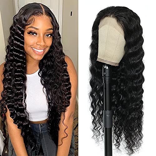 Loose Deep Wave HD Lace Front Wigs Human Hair Pre Plucked Bleached Knots,13x4 Curly Transparent glueless Lace Front Wigs Human Hair For Black Women with Baby Hair,20 Inch 150% Density