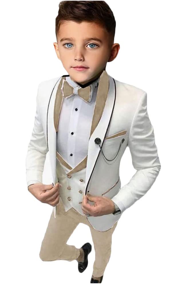 Slim Fit Vestito per Ragazzi Scialle Risvolto Giacca Gilet Pantaloni Ragazzi Partito Vestito Bambino Wedding Smoking