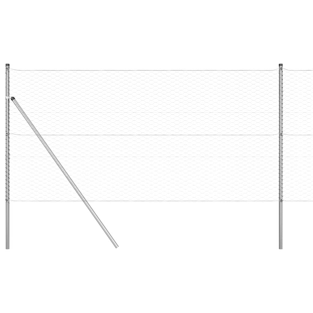 Steel Fence Post Silver 25 x 1.2 m 36 mm Mesh Garden Security Barrier for Outdoor Enclosure Pet Safe Boundary Corrosion Resistant Rectangle Post Set 26 Pack