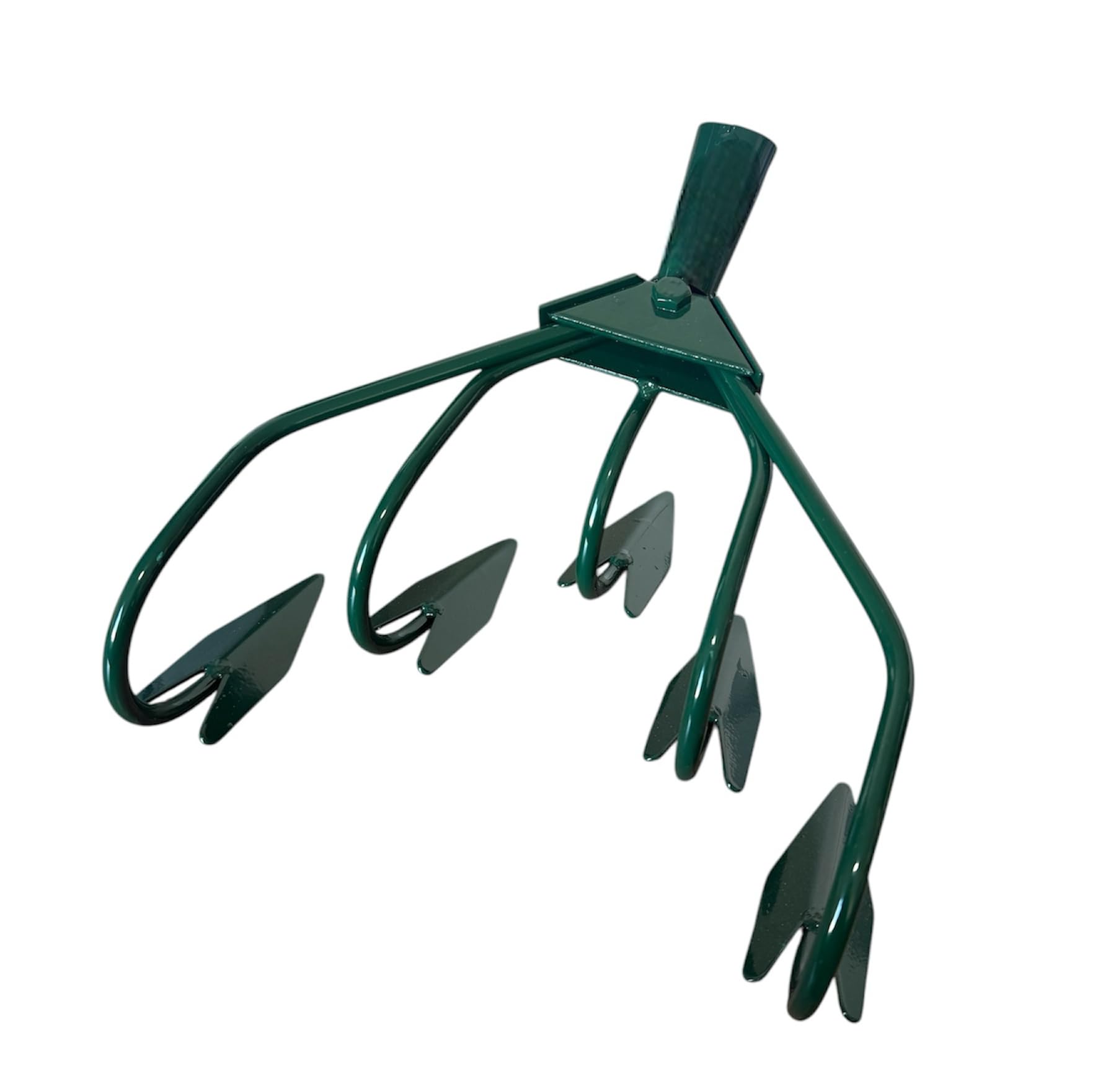 AGROHIT Gartenhacke mit 5 Zinken, Pflanzharke aus Stahl, Blumenharke mit Ø 2,8 cm Stieldülle, Kultivator zur Bodenauflockerung & Unkrautentfernung, Handlicher Grubber für Garten, 29 x 23 cm, Grün