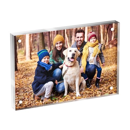 Neatsure 4x6 Acrylic Picture Frame 1 Pack Clear Freestanding Double Sided Frameless Magnetic Photo Frames Desktop Display Decor Gift