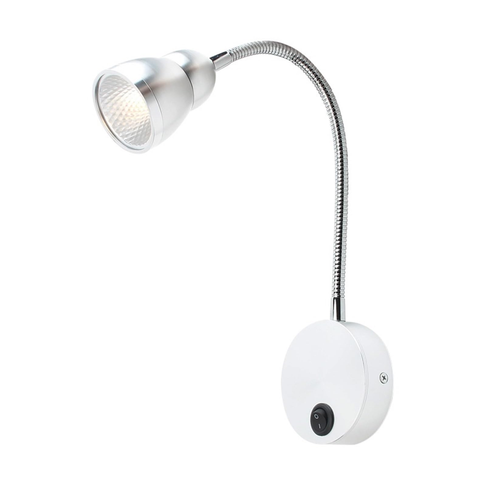 Lámpara de lectura LED para cabecero en color plata con brazo flexible de 3W 7