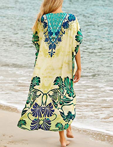 Image of Eddoyee Loose Beach Kaftan Dresses for Women Caftan Swimsuit Cover Up