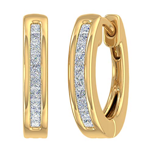 1/5 to 1/4 Carat Channel Set Natural Diamond Hoop Earrings in 10K Gold2