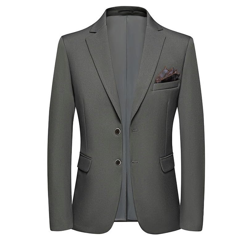 Mens Gray Two Button Blazers and Sport Coats Slim Fit Jackets for Men Casual Suit Formal Business