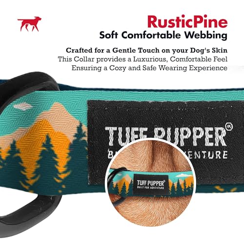 Image of Tuff Pupper Premium Adjustable Dog Collar for Extra Large Boy Dogs, Stylish Pattern Collars Designed in USA, Quick Release Buckle, RusticPine Print for Male Dogs, XL (1.25 Inch Wide x 20-30 Inch Neck)