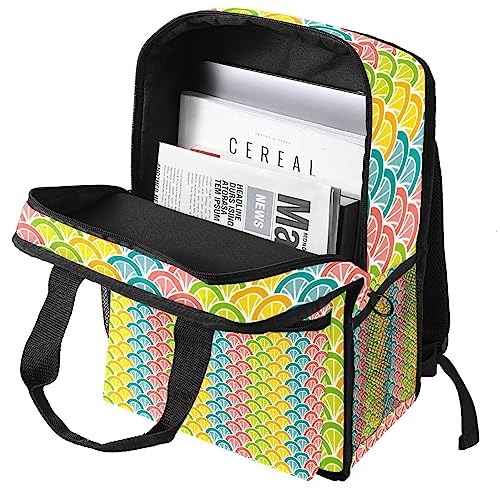 Sac à dos queue de paon multicolore pour filles avec bretelles réglables et format cabine compact
