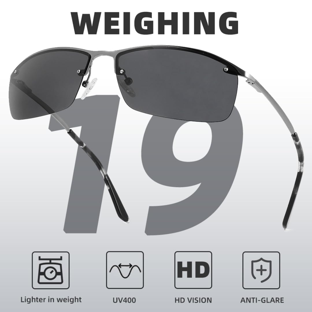 Ultralight Sport Occhiali Da Sole Da Uomo Mezza Telaio In Metallo per La Corsa Pesca Guida Uv400 Lusso
