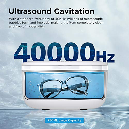 Ultrasonic Jewelry Cleaner, ABOX Professional Cleaning Machine 25 Ounces/750ML with Digital Timer and Clear Lid, Eyeglasses, Rings, Dentures Cleaner GT-F6 - Thumbnail 4