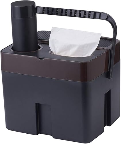 Miniatura 7 de Organizador de cubo de almacenamiento multifunción marrón para coche, soporte para tazas, caja de pañuelos, organizador interior de coche
