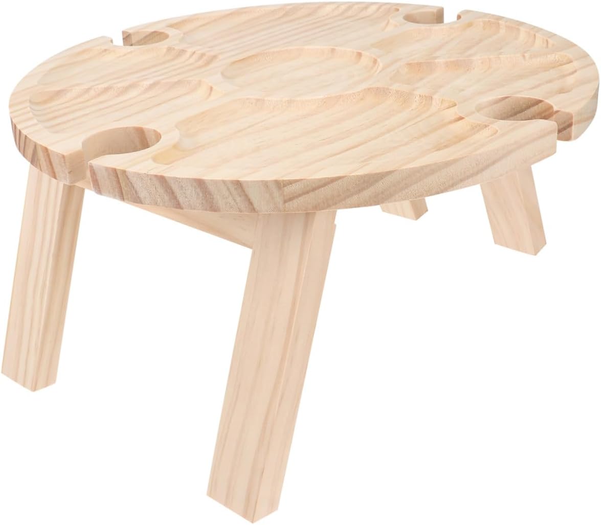 NUOBESTY Portable Foldable Wooden Table for Outdoor Picnic and Party Lightweight Wood Table with Carry Handle for Patio and Camping