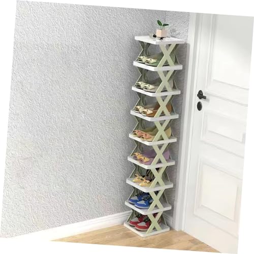 Étagère à chaussures empilable 9 niveaux meuble de rangement pliable et compact