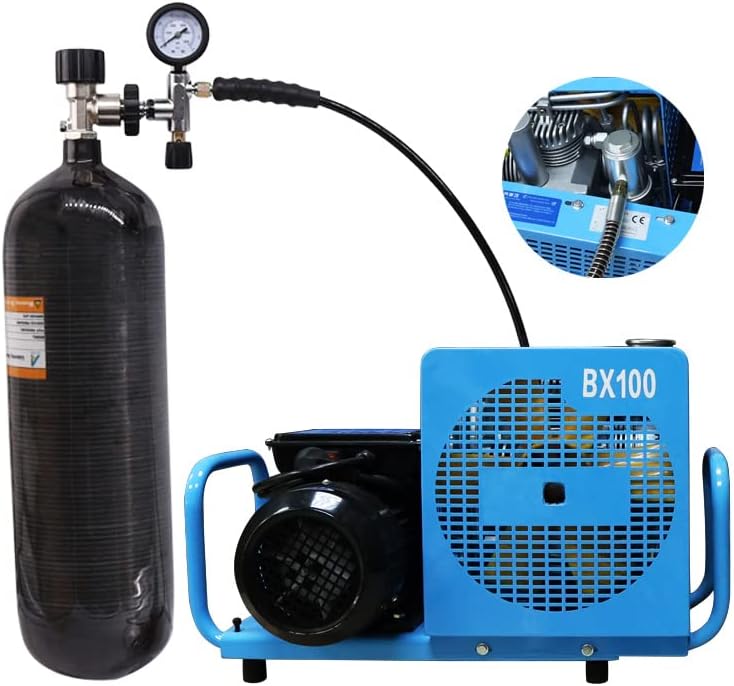 TUXING 5000Psi Scuba Diving Pcp Compressor,Filling Sevice High Pressure Filling Station, with 7/16-20UNF/M16*1.5 End Compressor Filling Valve with Hose (M16*1.5)