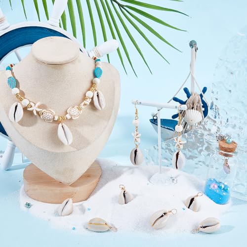 Beebeecraft 1 Box 50Pcs 18K Gold Plated Natural Scallop Shell Pendants Sea Beach Seashells Cowrie Shell Pendant Charms for Jewellery Making DIY Bracelet Necklace Earrings - Image 4