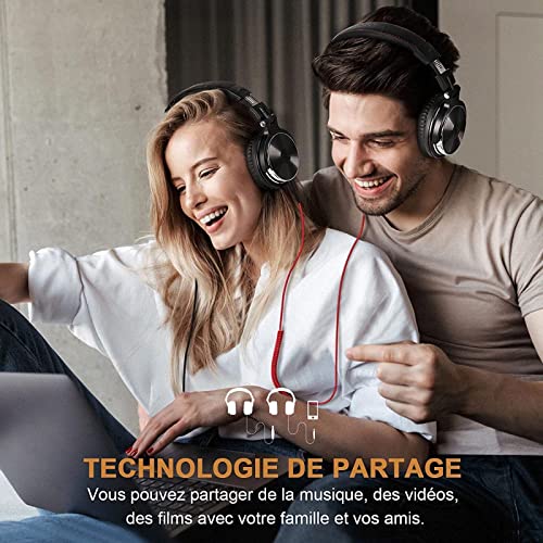 OneOdio Casque Audio Filaire DJ Piano Guitare avec Micro, Hi-Res Audio Extra Basse Son, Léger Confort Pliable Casques avec Share-Port, 2 câbles - Headphone pour PC Studio Monitor AMP Pro-10 – Image 6