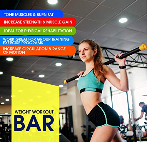 Fitness Republic Sculpting Body Balance Bar Workout Fitness Stick | Padded Squat bar | Weight Lifting bar, Straight Weight bar - (8 lbs, Yellow) - Thumbnail 6