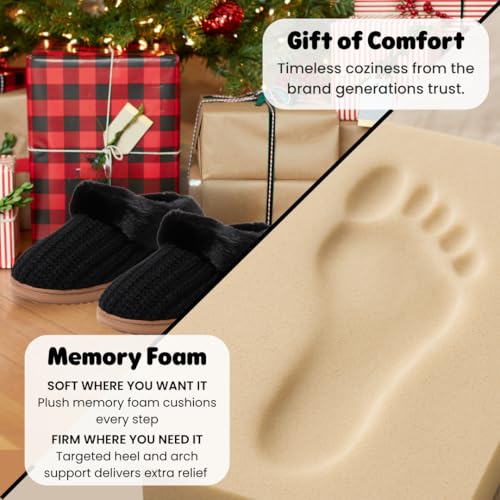 Image of Dearfoams Women's Memory Foam Cozy Soft House Slippers Gifts for Women Hannah Knit Clog House Shoes