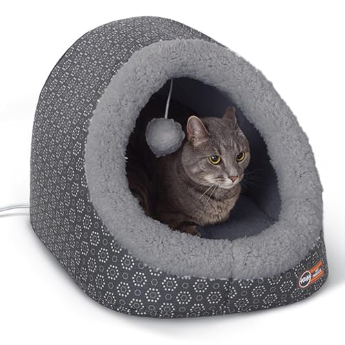 KH-Pet-Products-Thermo-Pet-Cave-Heated-Cat-Bed-GrayGeo-Flower-17-X-15-X-13-Inches