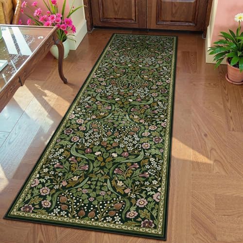 Moynesa Floral Hallway Runner Rug 2'8" x 8', Washable Non