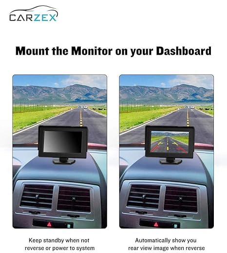 Image of Carzex 4.3 Inch Universal TFT LCD Monitor Display for Car Dashboard Screen Rear View Monitor Only for Reverse Parking Camera (4.3 INCH Screen ONLY)