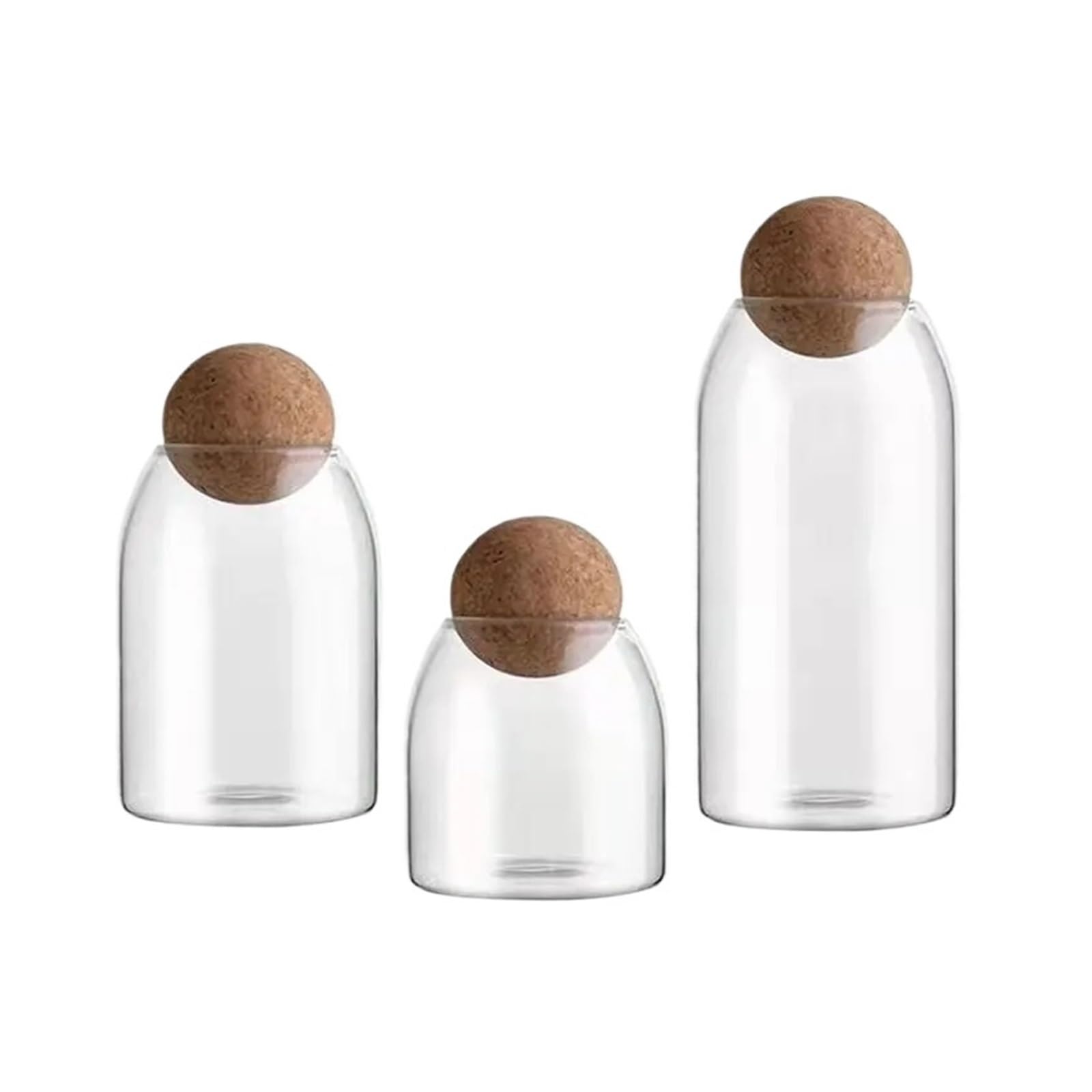 Bottiglia in vetro con tappo in sughero, barattolo rotondo | Contenitore in vetro per tè, tè ai fiori, tè alla frutta e chicchi di caffè, 1 pz(C 1100ml)