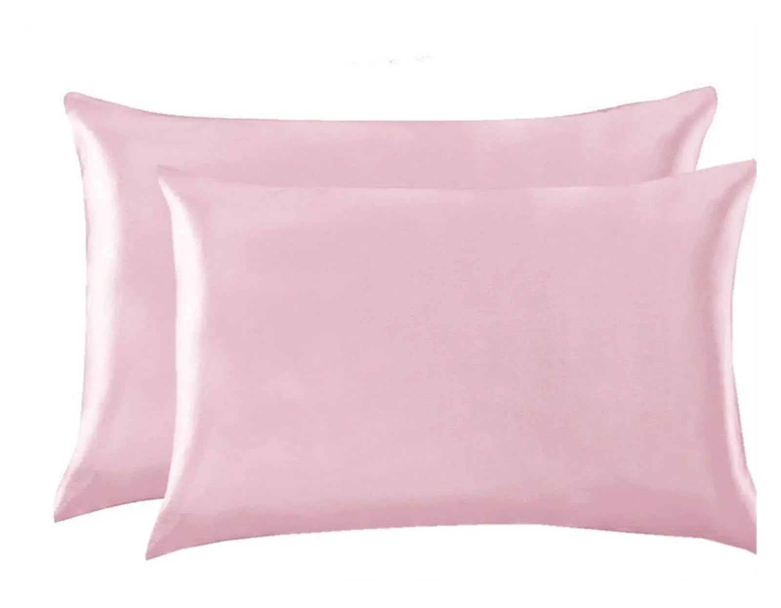 Silky Pillow Covers, Satin Silk Pillowcase Multicolor 50x66cm for Beauty Sleep(Pink)
