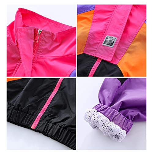 Lolanta Boys' Girls' Color Block Jacket Track Pants Sets Dance Outfits Sportswear Unisex Streetwear (6-7, Purple) #TOP5