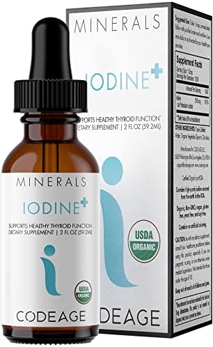 Codeage USDA Organic Iodine Drops – 250 Mcg - 1+ Year Supply - Liquid Iodine Supplement – Iodine Drops Solution - Pure, Clear Iodine - Vegan Iodine Liquid Drop - 2 fl oz