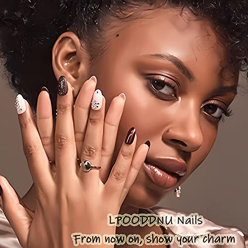 Flower Press on Nails Almond, Spring Medium Press on Nails Pink Fake Nails, Cute Floral Glue on Nails, Reusable Stick on Nails - 24Pcs Medium Almond Flowers False Nails Set - Image 7