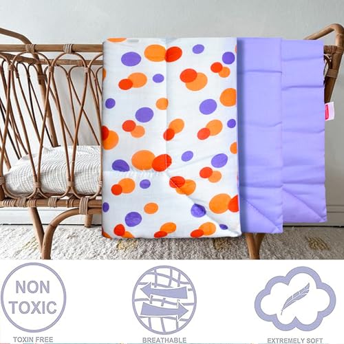 Image of VParents Cotton Crib Sheet for New Born Baby, Soft Cotton Godadi Set for Baby, Godari Bedding Set of 2, Pink & Orange, Preemiee