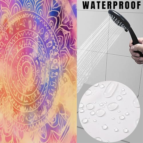 Rideau de douche mandala aquarelle 240x200 cm lavable en polyester imperméable - 6