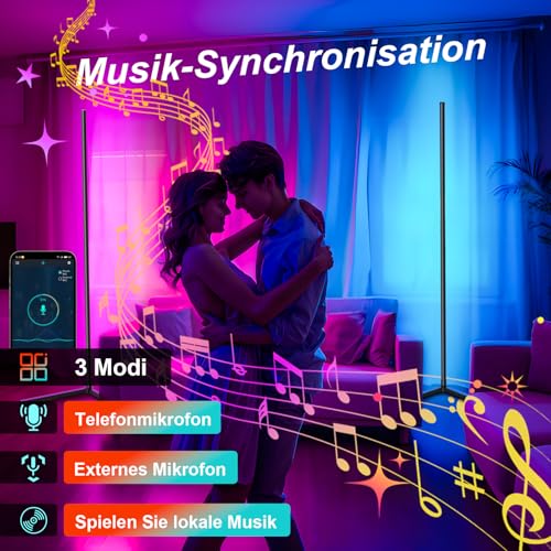 Lampada da Terra LED 165cm Con Adattatore RGB Piantana Lampada Dimmerabile con Telecomando e APP, 16 Milioni Colori, Musica Sincronizzazione e Timer e DIY Modalità (165cm | con Adattatore) - Illuminazione - Immagine 4