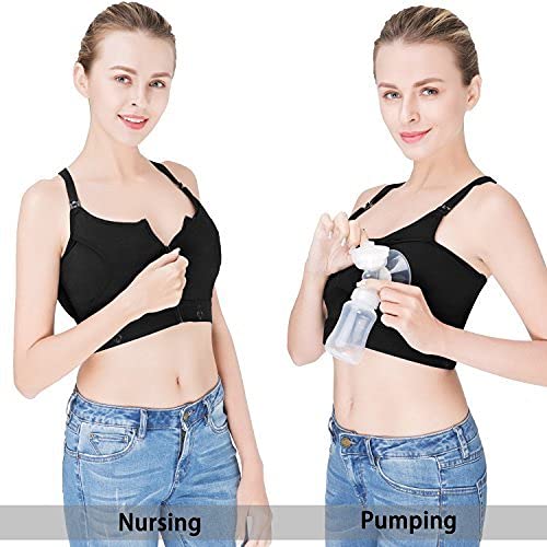 Hands Free Pumping Bra, Breastfeeding Bra, Wire-Free, Plus Size, with Or Without Strap of Breast Pumping Bra, Suitable for Breast Pumps by Medela,Lansinoh,Philips,Avent,Bellema,Spectra - Large