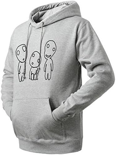 Unisex Princess Mononoke Funny Cartoon Animal Hoodie (Grey Medium)