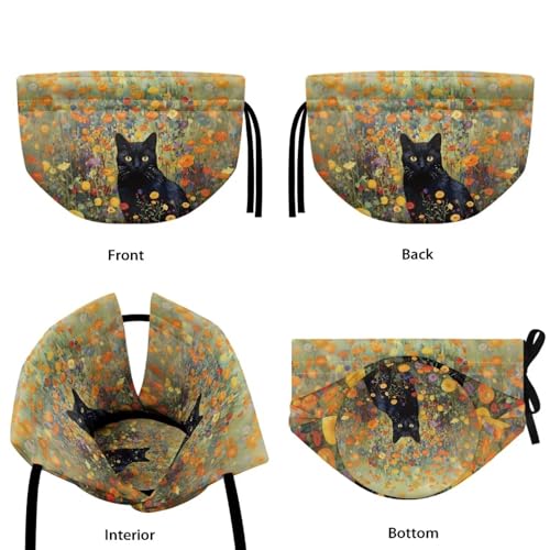 Image of Xoenoiee Black Cat Floral Print Tea Pot Cosy Cotton Tea Cozy for Teapots Dust Cover Insulated Kettle Cover Teapot Warmer for Home Kitchen Decorative Accessories