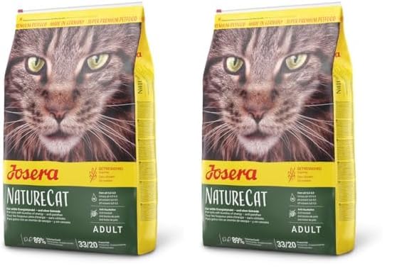 JOSERA NatureCat (1 x 2 kg) | Adult | Premium Trockenfutter für ausgewachsene Katzen | Lachs & Geflügel | erlesene Kräuter & gesunde Früchte | getreidefrei | Katzenfutter | 2er Pack